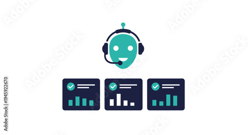Robot Wearing Headset with Graphs.
