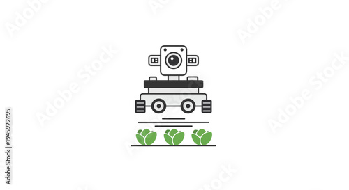 Robot with camera on top moving.