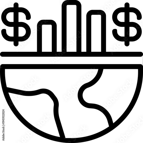 word economy line icon. Clean and minimalist vector icon for websites, mobile apps, presentations, and logos. Fully scalable and customizable for any project.