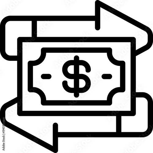 transfer money line icon. Clean and minimalist vector icon for websites, mobile apps, presentations, and logos. Fully scalable and customizable for any project.