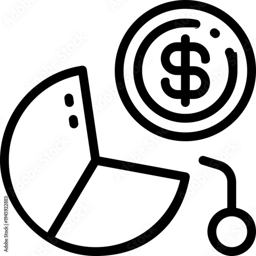 dividend line icon. Clean and minimalist vector icon for websites, mobile apps, presentations, and logos. Fully scalable and customizable for any project.