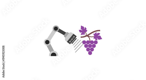 Robotic arm picking purple grapes.