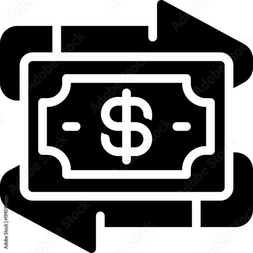 transfer money glyph icon. Strong and solid vector icon for websites, mobile interfaces, presentations, and visual branding. High quality and easy to edit.