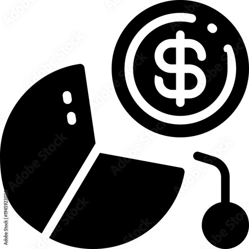 dividend glyph icon. Strong and solid vector icon for websites, mobile interfaces, presentations, and visual branding. High quality and easy to edit.