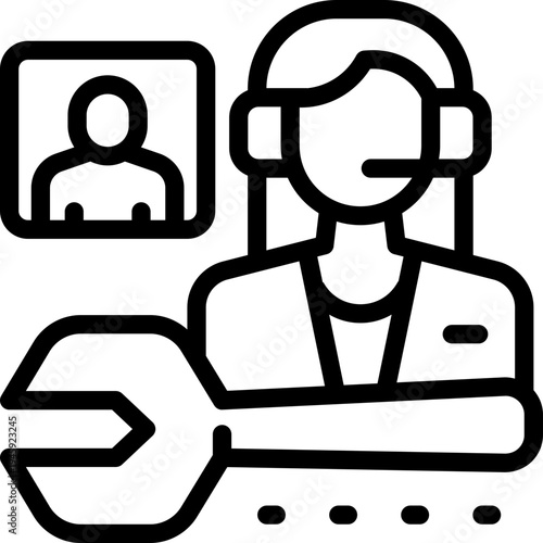 customer support line icon. Clean and minimalist vector icon for websites, mobile apps, presentations, and logos. Fully scalable and customizable for any project.