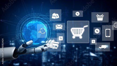 Foto Omni-channel marketing and online shopping strategies, cross-platform customer experience, brand unification, and integrated marketing communication across digital channels