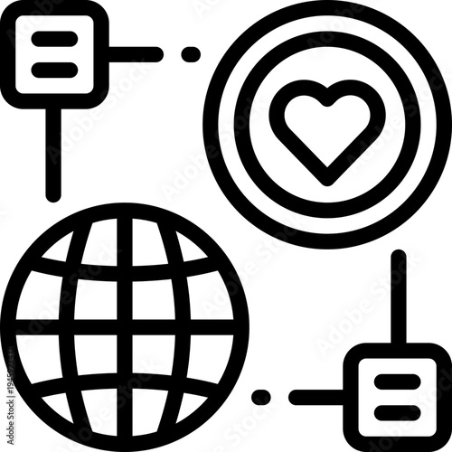 global charity line icon. Clean and minimalist vector icon for websites, mobile apps, presentations, and logos. Fully scalable and customizable for any project.