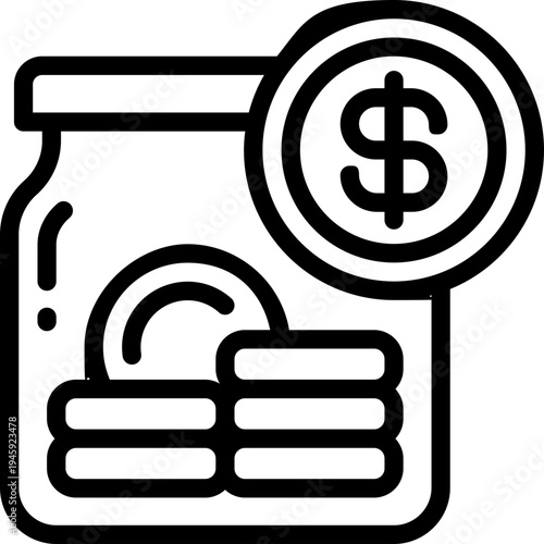 donation jar line icon. Clean and minimalist vector icon for websites, mobile apps, presentations, and logos. Fully scalable and customizable for any project.