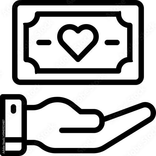 cash donate line icon. Clean and minimalist vector icon for websites, mobile apps, presentations, and logos. Fully scalable and customizable for any project.