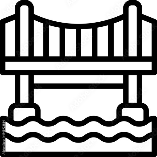 bridge line icon. Clean and minimalist vector icon for websites, mobile apps, presentations, and logos. Fully scalable and customizable for any project.