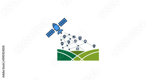 Satellite Communicating with Earth Stations.