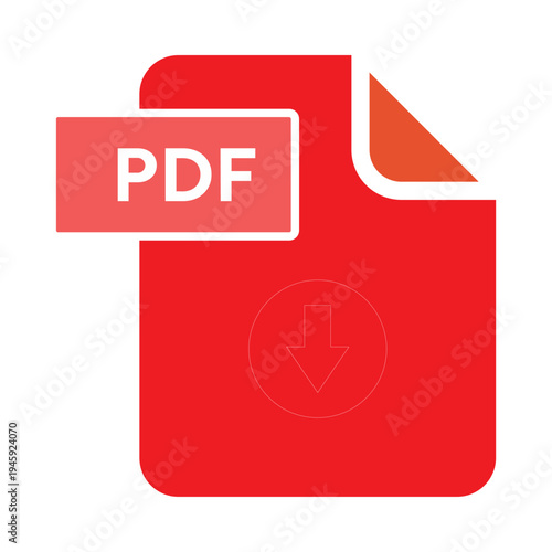 Red PDF file icon with download symbol