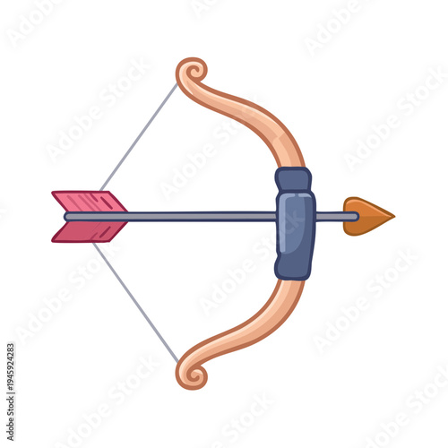 An illustration of a bow and arrow ready to be launched