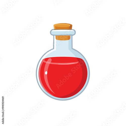 A vibrant potion bottle with a cork