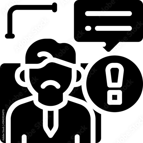 Complaint glyph icon. Strong and solid vector icon for websites, mobile interfaces, presentations, and visual branding. High quality and easy to edit.