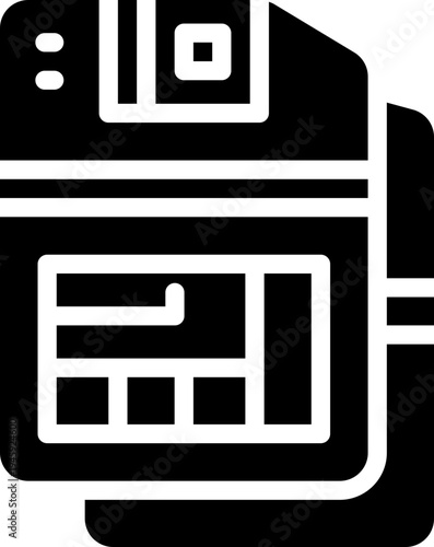 Memory card glyph icon. Strong and solid vector icon for websites, mobile interfaces, presentations, and visual branding. High quality and easy to edit.