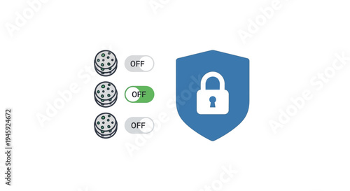Security shield with lock icon.