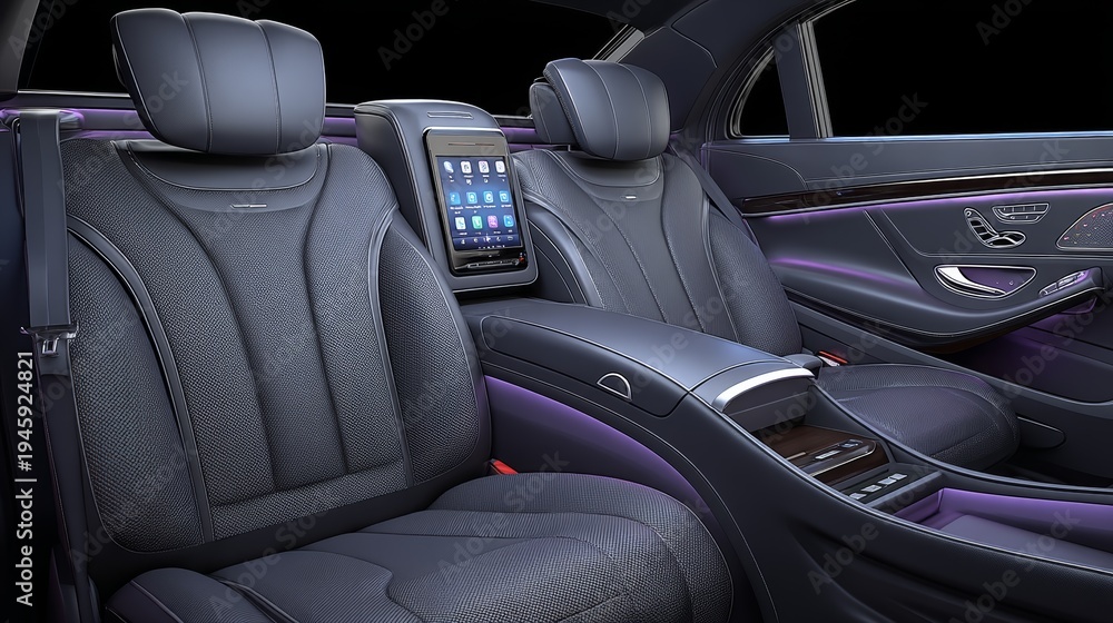 Obraz premium Luxurious Car Interior with Reclining Cushions and Modern Features