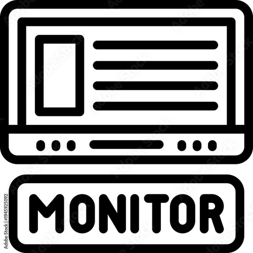 monitor line icon. Clean and minimalist vector icon for websites, mobile apps, presentations, and logos. Fully scalable and customizable for any project.