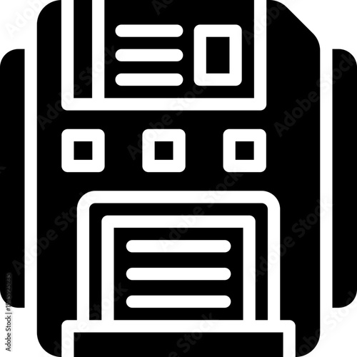 floppy disk glyph icon. Strong and solid vector icon for websites, mobile interfaces, presentations, and visual branding. High quality and easy to edit.