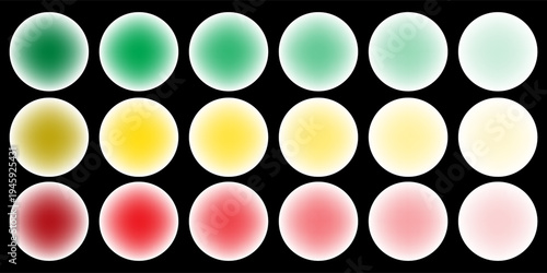 Bright colorful circle gradient set. Round blur gradation background collection. Iridescent radial blurry shape pack for poster, banner, leaflet, brochure. Eps10