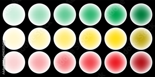 Bright colorful circle gradient set. Round blur gradation background collection. Iridescent radial blurry shape pack for poster, banner, leaflet, brochure. Eps10