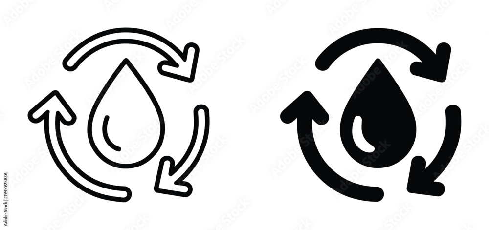 Obraz premium Water Drop Recycling Symbol Vector Illustration