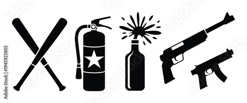 Violence Weapons Vector Illustration