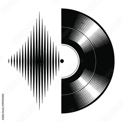 Vinyl Record Sound Wave Vector Illustration