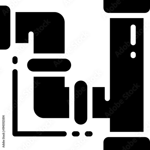 plumbing glyph icon. Strong and solid vector icon for websites, mobile interfaces, presentations, and visual branding. High quality and easy to edit.