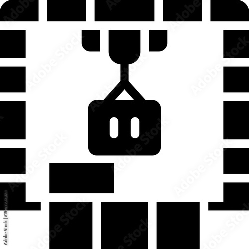 crane glyph icon. Strong and solid vector icon for websites, mobile interfaces, presentations, and visual branding. High quality and easy to edit.