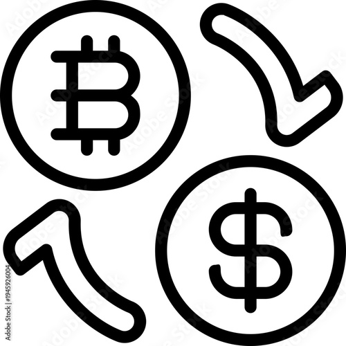 exchange line icon. Clean and minimalist vector icon for websites, mobile apps, presentations, and logos. Fully scalable and customizable for any project.