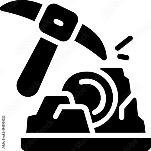 mining glyph icon. Strong and solid vector icon for websites, mobile interfaces, presentations, and visual branding. High quality and easy to edit.