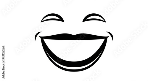 Smiling face emoticon with winking eyes on white background simple black line art design for digital communication