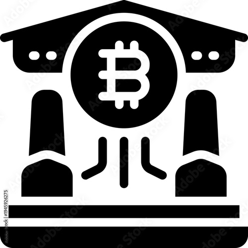 bank glyph icon. Strong and solid vector icon for websites, mobile interfaces, presentations, and visual branding. High quality and easy to edit.