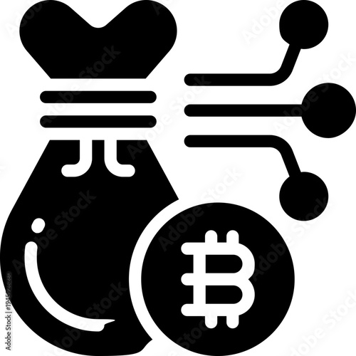 money bag glyph icon. Strong and solid vector icon for websites, mobile interfaces, presentations, and visual branding. High quality and easy to edit.