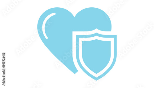  Heart Shield Icon for Protection Love Security Vector Illustration