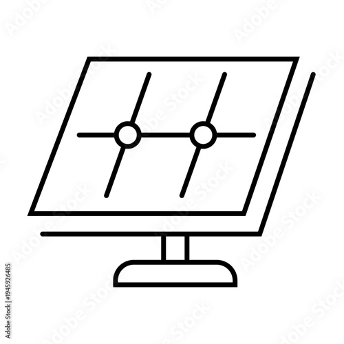Solar Energy Icon, Solar energy icon Black and white outline vector, Simple outline style. Sun with lightning bolt, technology, nature, eco, ecology, sunlight, environment concept. Thin line symbol.