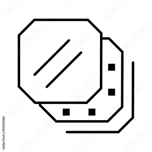 Vector molecule with 3D paper label, integrated Hexagon background. Linear vector illustration from signal and prohibitions collection. Outline no shopping cart icon vector. Thin line symbol.