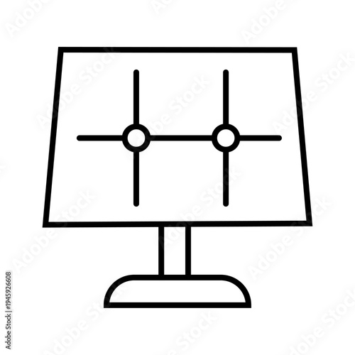Solar Energy Icon, Solar energy icon Black and white outline vector, Simple outline style. Sun with lightning bolt, technology, nature, eco, ecology, sunlight, environment concept. Thin line symbol.
