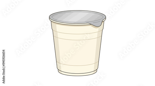 a beige disposable cup with a gray lid.