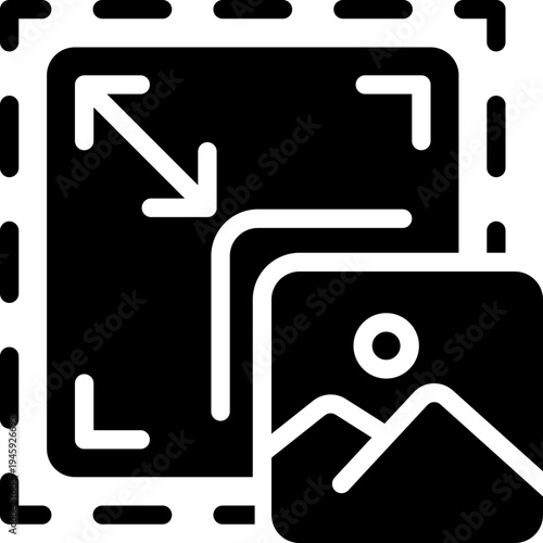 resize glyph icon. Strong and solid vector icon for websites, mobile interfaces, presentations, and visual branding. High quality and easy to edit.