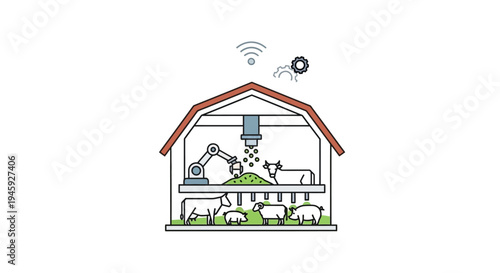 Smart Farm Technology Illustration Concept.