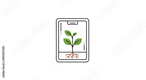 Small green plant growing in device.