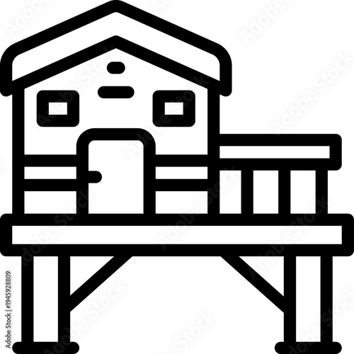 bungalow line icon. Clean and minimalist vector icon for websites, mobile apps, presentations, and logos. Fully scalable and customizable for any project.