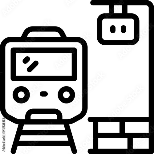 train station line icon. Clean and minimalist vector icon for websites, mobile apps, presentations, and logos. Fully scalable and customizable for any project.