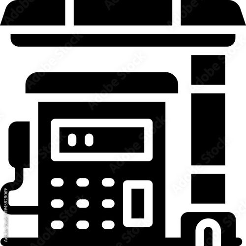 petrol station glyph icon. Strong and solid vector icon for websites, mobile interfaces, presentations, and visual branding. High quality and easy to edit.