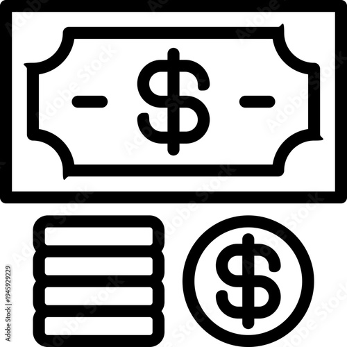 cash line icon. Clean and minimalist vector icon for websites, mobile apps, presentations, and logos. Fully scalable and customizable for any project.