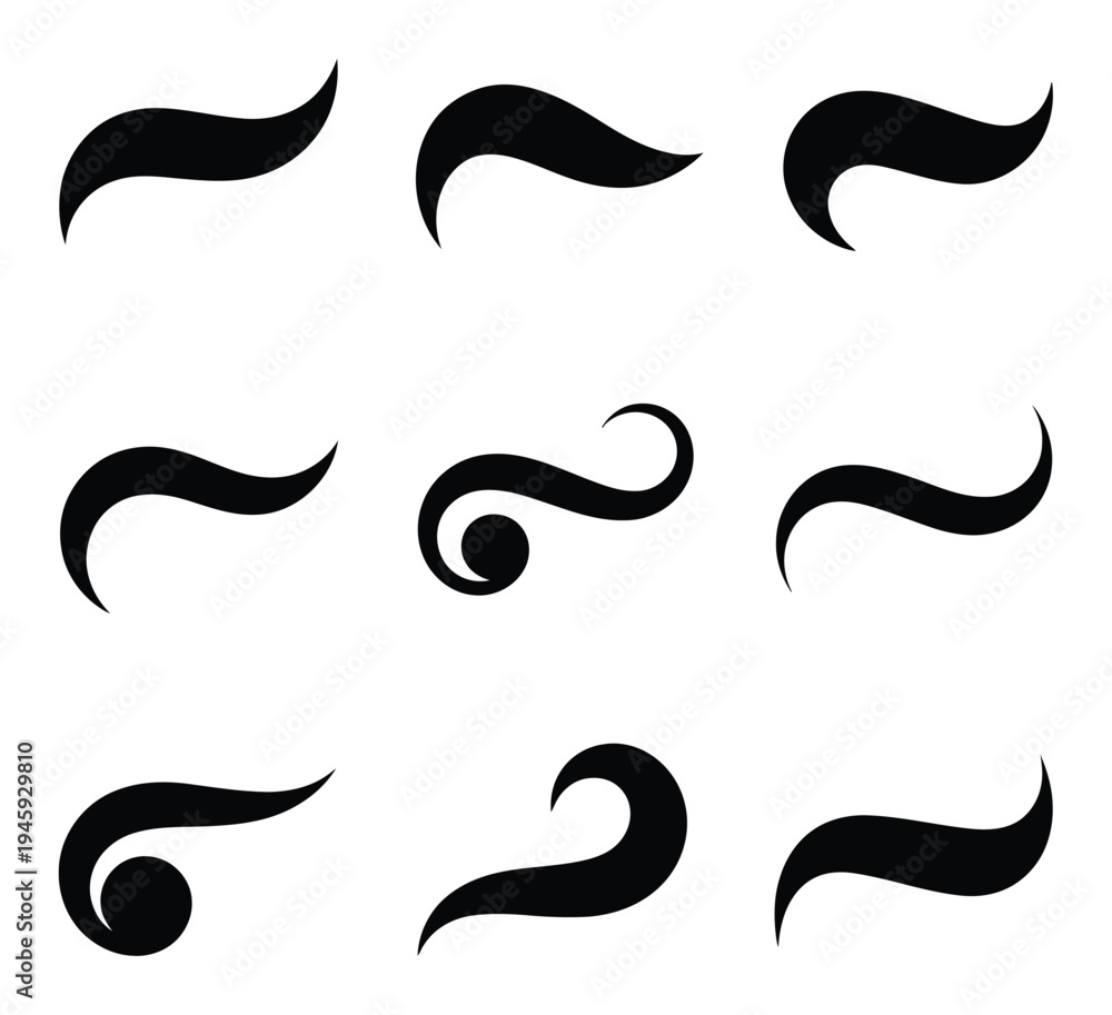 Fototapeta premium Swirly Flourish Vector Illustration Set