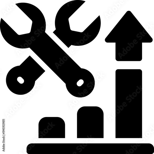 skill growth glyph icon. Strong and solid vector icon for websites, mobile interfaces, presentations, and visual branding. High quality and easy to edit.